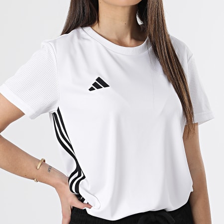 Adidas Performance - Camiseta de rayas para mujer H44530 Blanca