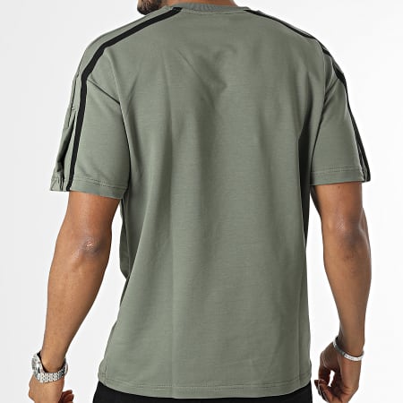 Classic Series - Tee Shirt Oversize Large A Bandes Vert Kaki