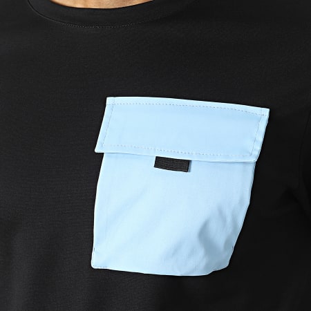 Uniplay - Tee Shirt Poche Noir Bleu Clair