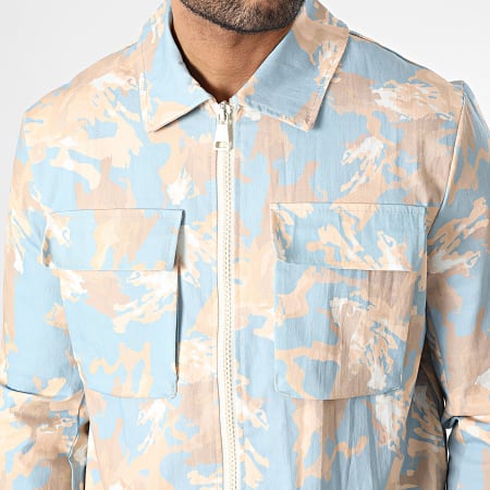 Uniplay - Conjunto de chaqueta de manga corta con cremallera y pantalón cargo Camuflaje azul claro