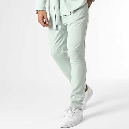 Frilivin - Conjunto de blazer verde claro y pantalón chino