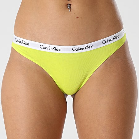 Calvin Klein - Lot De 5 Strings Femme QD3585E Orange Bordeaux Jaune Vert Bleu