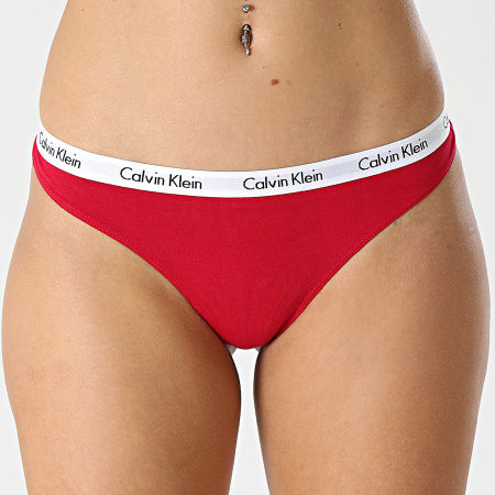 Calvin Klein - Lot De 5 Strings Femme QD3585E Orange Bordeaux Jaune Vert Bleu