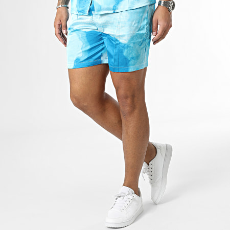 Frilivin - Conjunto de camisa de manga corta y pantalón corto azul