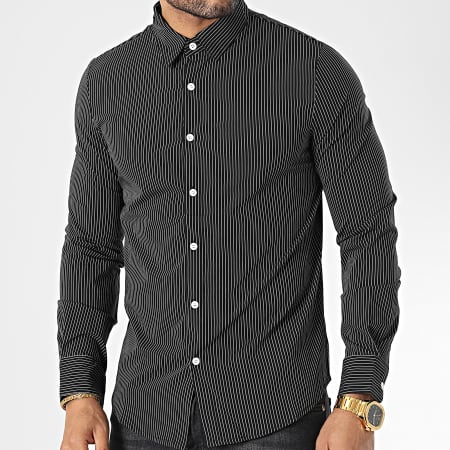 Frilivin - Camisa de rayas de manga larga Negra