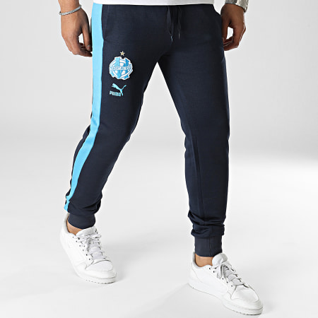 Puma - OM 769613 Pantaloni da jogging a strisce blu scuro