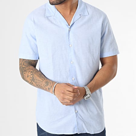 Selected - Camicia manica corta Regular New-Linen Azzurro