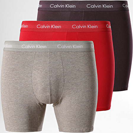 Calvin Klein - Set De 3 Boxers NB1770A Marrón Rojo Beige