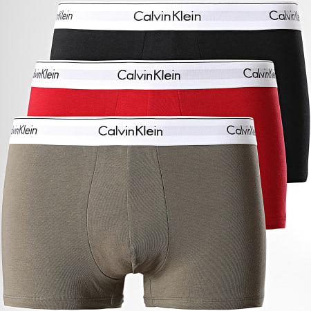 Calvin Klein - Juego De 3 Boxers NB2380A Negro Rojo Marrón