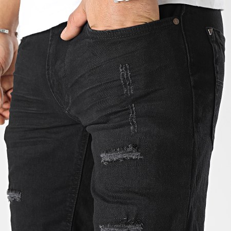 Indicode Jeans - Pantaloncini Kaden Holes Jean Nero