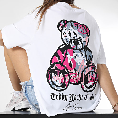 Teddy Yacht Club - Tee Shirt Oversize Large Donna Art Series Rosa Bianco