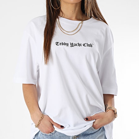 Teddy Yacht Club - Tee Shirt Oversize Large Donna Art Series Rosa Bianco
