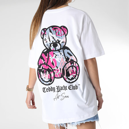 Teddy Yacht Club - Camiseta Oversize Large Women's Art Series Rosa Blanco