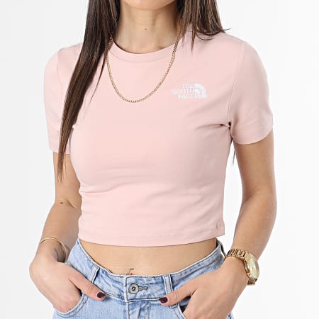 The North Face Tee Shirt Crop Femme A55AO Rose Ryses