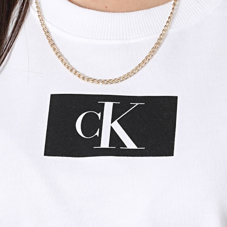 Calvin Klein - Sudadera de cuello redondo para mujer QS6942E Blanco