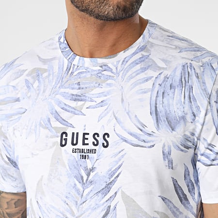 Guess - T-shirt floreale M3GI27-I3Z14 Bianco Azzurro