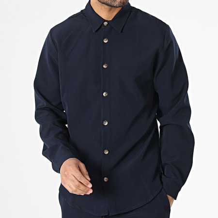 Aarhon - Set di camicia a maniche lunghe e pantaloni da jogging blu navy