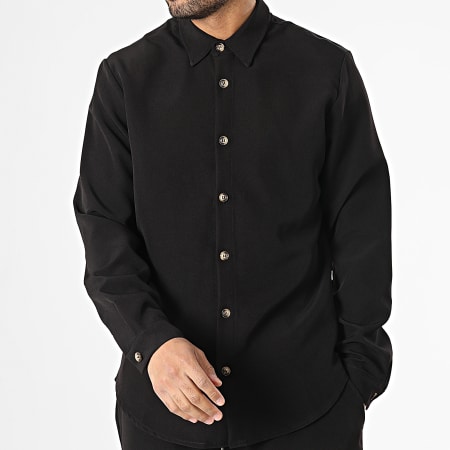 Aarhon - Conjunto de camisa negra de manga larga y pantalón de jogging