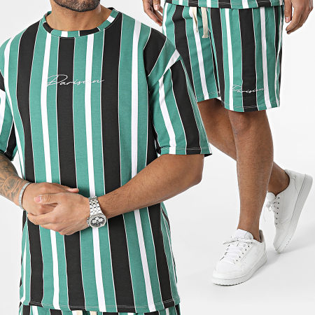 Aarhon - Conjunto de camiseta verde y pantalón corto para correr