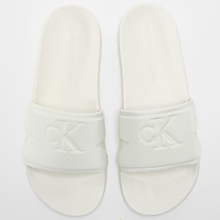 Calvin Klein - Claquettes Slide High Low Frequency 0661 Creamy White