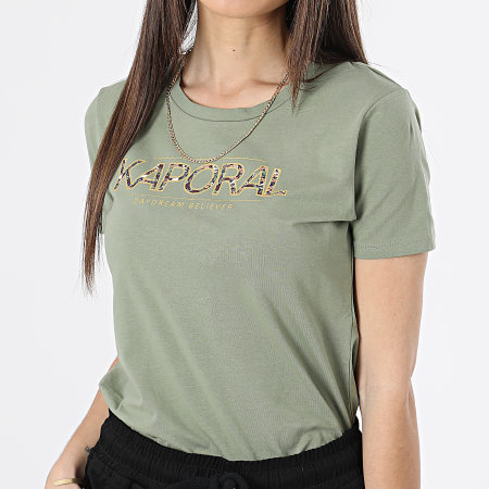 Kaporal - Tee Shirt Femme Jall Vert Kaki Doré