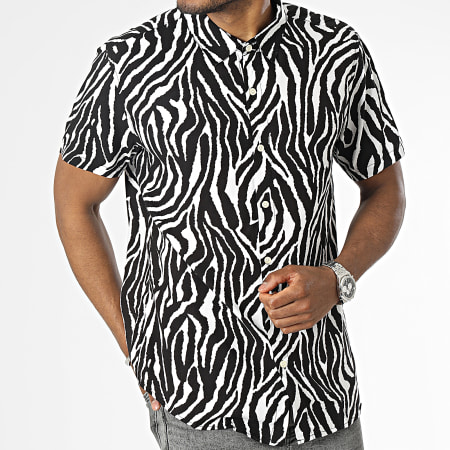MTX - Camicia a maniche corte con zebra bianca e nera