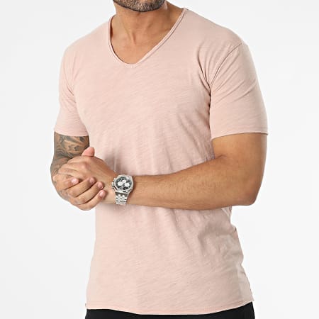 MTX - Camiseta rosa claro con cuello en V