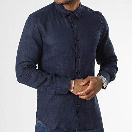 MTX - Camisa azul marino de manga larga