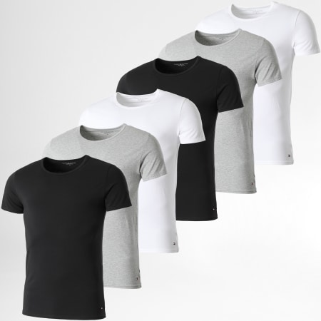 Tommy Hilfiger - 6 Camiseta cuello redondo Premium Essentials Blanco Negro Gris Brezo