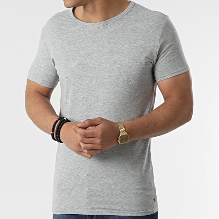 Tommy Hilfiger - Confezione da 6 magliette Premium Essentials girocollo bianco nero grigio erica