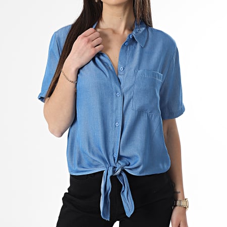 Chemise Manches Courtes MELYA MELODY - Taille EU 40 Bleu Azur - Occasion Très Bon état - Coupe Serrée