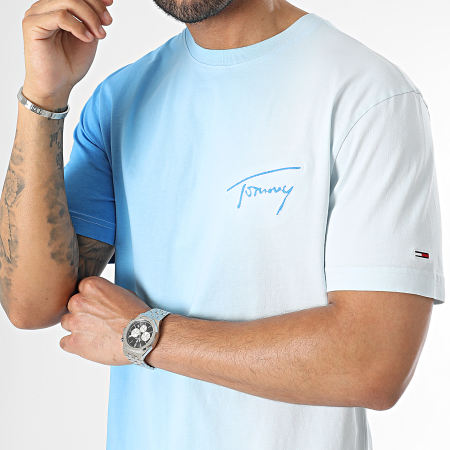 Tommy Jeans - Classic Dip Dye Signature Camiseta 6315 Azul claro