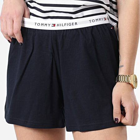 Tommy Hilfiger - Conjunto de camiseta y pantalón corto para mujer 4150 Azul Marino Blanco
