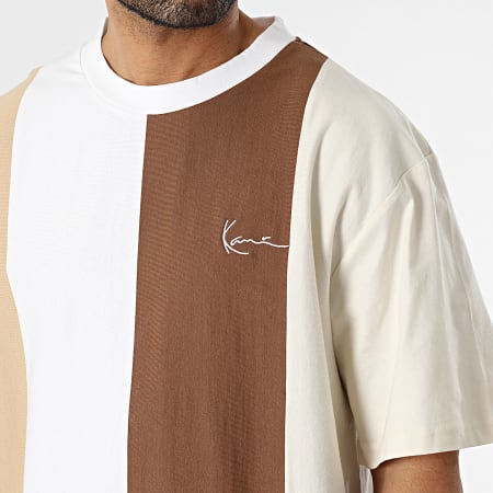 Karl Kani Tee Shirt Chest Signature Striped 6037586 Blanc Marron