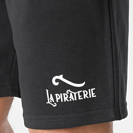 La Piraterie - Pantaloncini da jogging con logo Nero Bianco