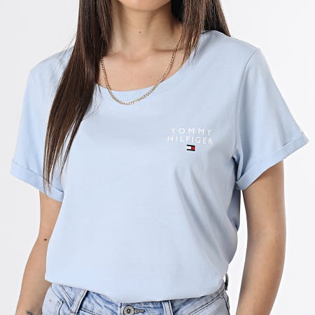 Tommy Hilfiger - Camiseta de manga corta para mujer 4525 Azul claro