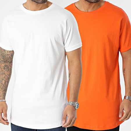 Urban Classics - Set di 2 magliette oversize PP1561 Bianco Arancione