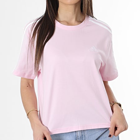 Adidas Sportswear Tee Shirt Femme A Bandes IC0760 Rose Ryses