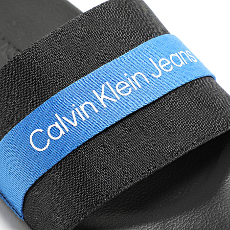 Calvin Klein - Infradito Slide Webbing 0663 Nero Blu Imperiale