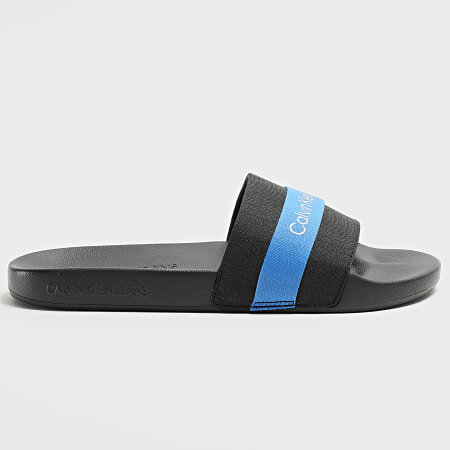 Calvin Klein - Claquettes Slide Webbing 0663 Black Imperial Blue