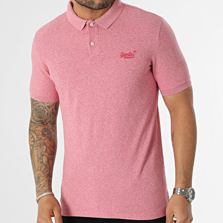 Superdry - Polo Manches Courtes Essential Rouge Chiné