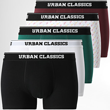 Urban Classics - Set De 5 Boxers TB4417 Blanco Burdeos Verde