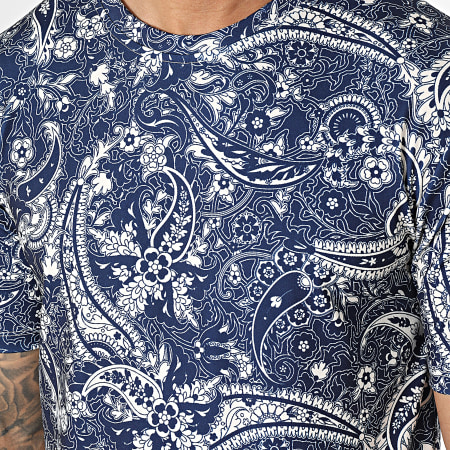 Frilivin - Tee Shirt Bleu Marine Bandana Floral