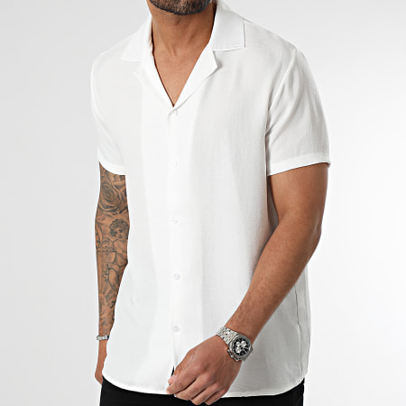 LBO - Camicia a maniche corte effetto lino 0219 bianco
