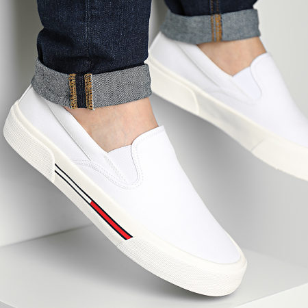 Tommy Jeans - Sneakers Slip-On in tela Colore 1156 Bianco
