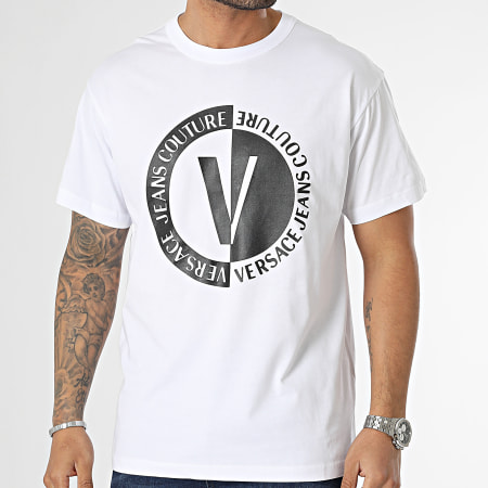 Versace Jeans Couture - Tee Shirt New V Emblem Blanc
