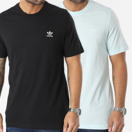 Adidas Originals - Lot De 2 Tee Shirts Essential GN3416 HJ7979 Bleu Clair  Noir - LaBoutiqueOfficielle.com