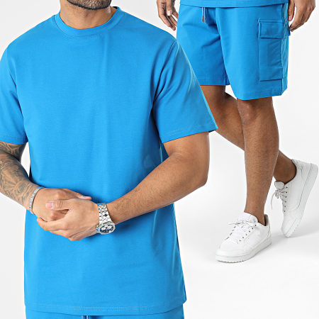 Black Industry - Set di maglietta e pantaloncini da jogging blu