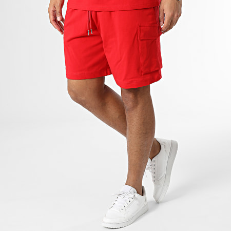 Black Industry - Set di maglietta rossa e pantaloncini da jogging