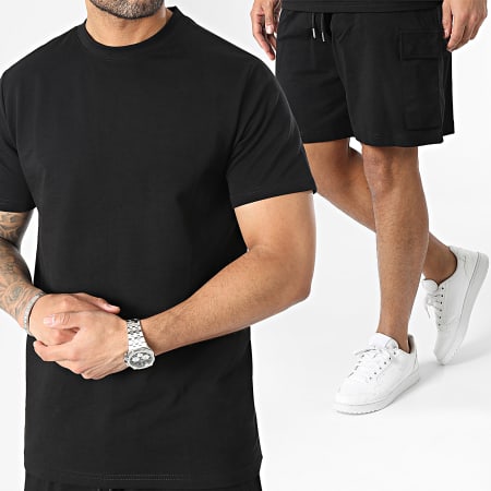 Black Industry - Conjunto de camiseta negra y pantalón corto de jogging